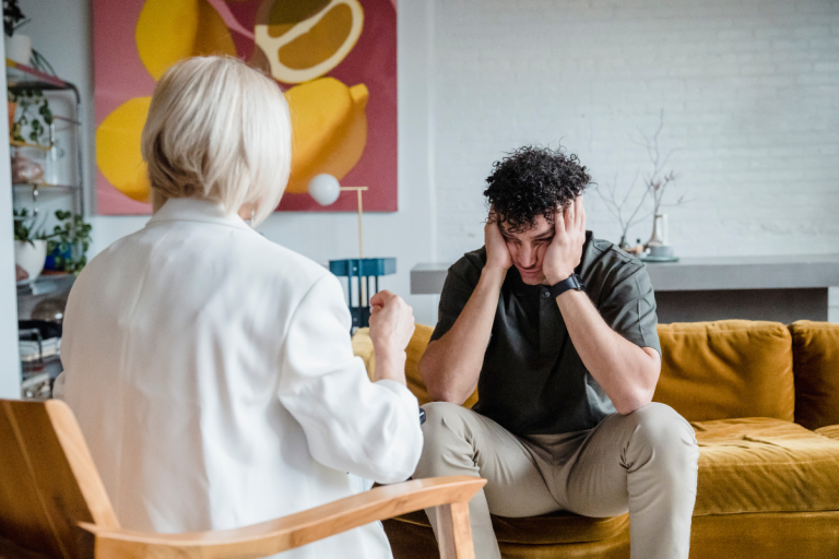 Therapist helping client with anger management